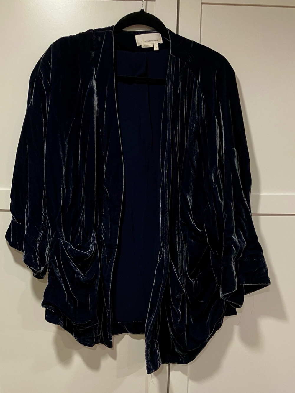 Anthropologie Velvet Open-Front Cardigan - Midnight Blue